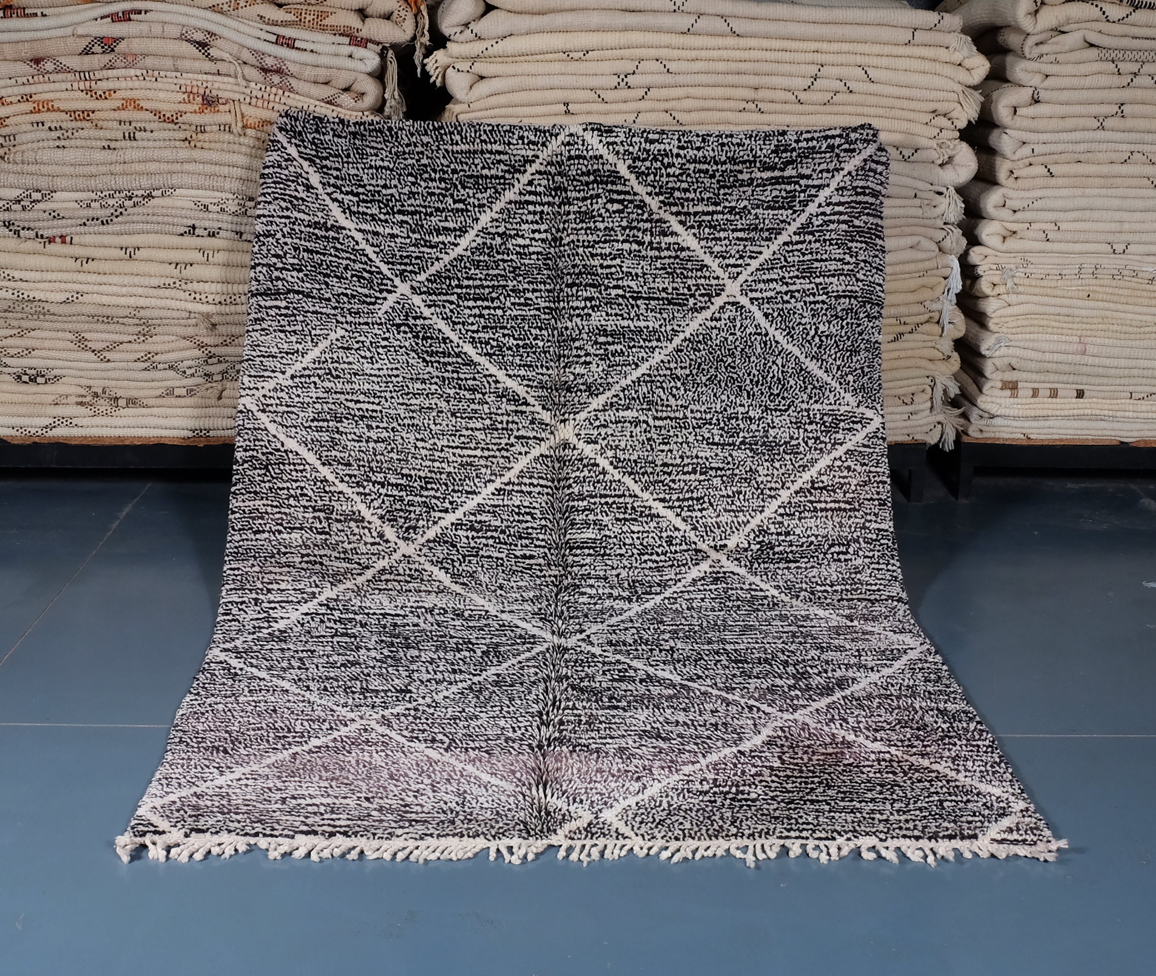 Custom Moroccan Beni Ourain Rug - Handmade Rug- Carpet Genuine Wool Berber Custom Wool Rugs