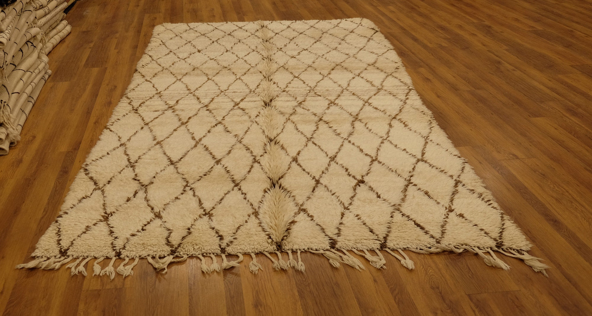 Authentic Beni Ourain Rug, 10.99 Ft X 5.9 Ft, Art Deco Rug, Wool Moroccan Vintage Ourain Handmade Be