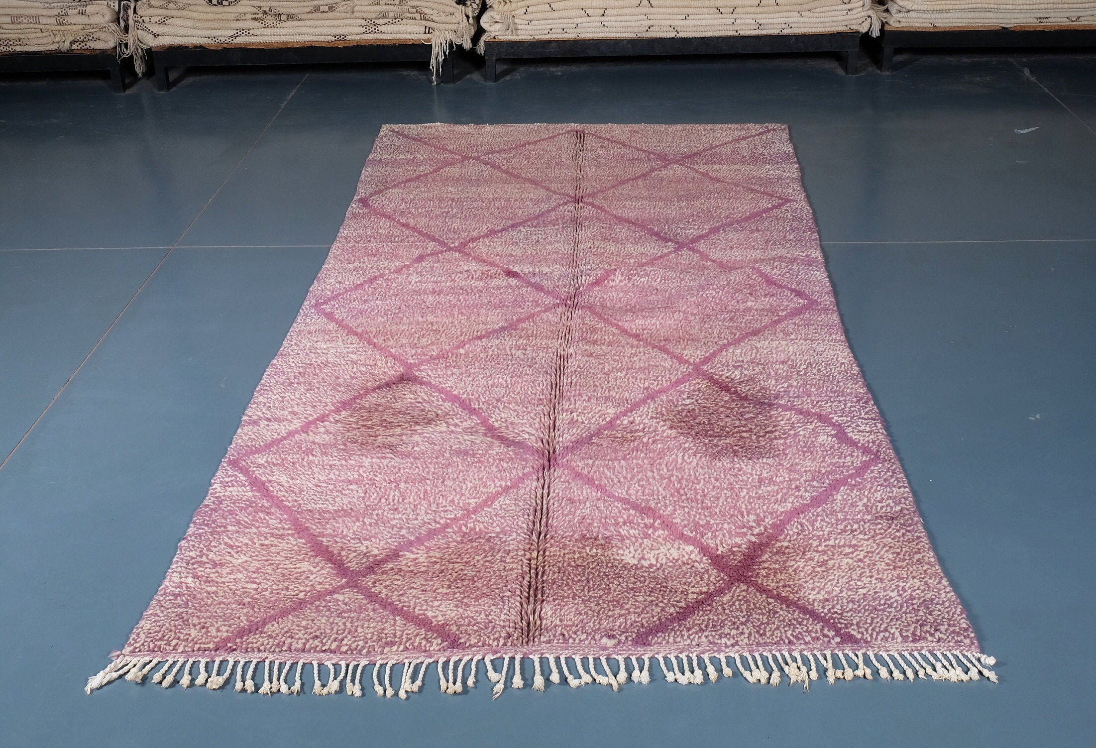 Beni Ourain Rug 8.36 Ft X 4.52 , Beni Purple Rug, Wool Moroccan Rug, Handmade Berber Abstract Rug Fr