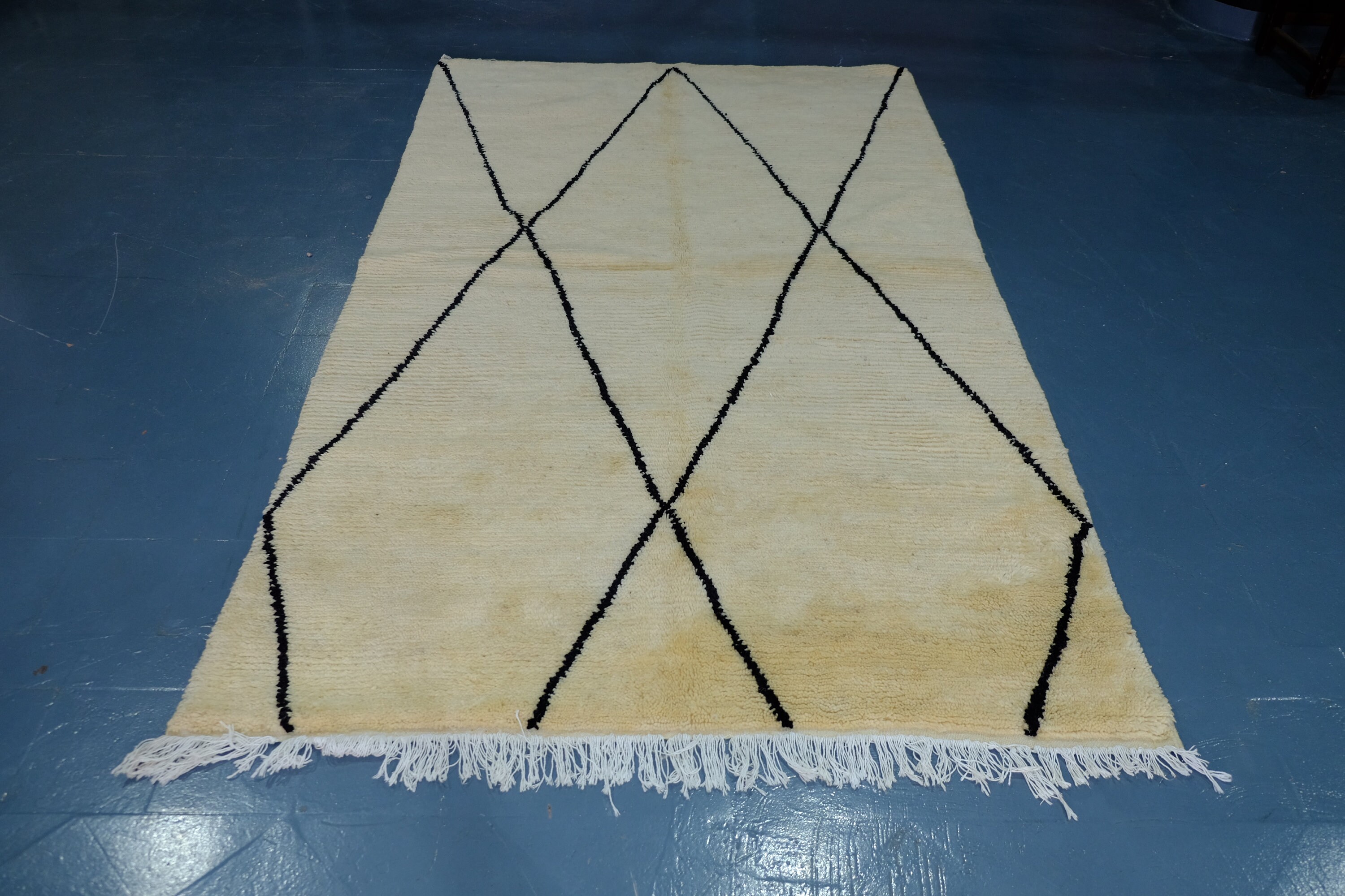 Handmade Beni Ourain Rug, 7.97 Ft X 4.92 , Art Deco Rug, Wool Moroccan Handmade Berber Geometric Rug