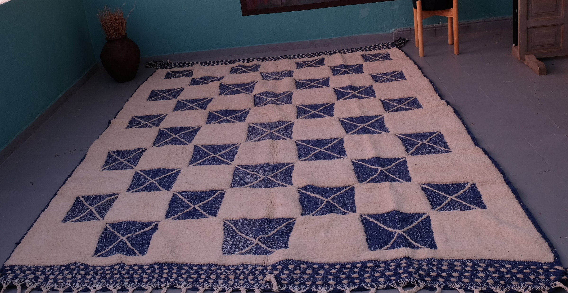 Custom Moroccan Rug - Handmade Rug- Beni Ourain Carpet Genuine Wool Berber Custom Wool Rugs