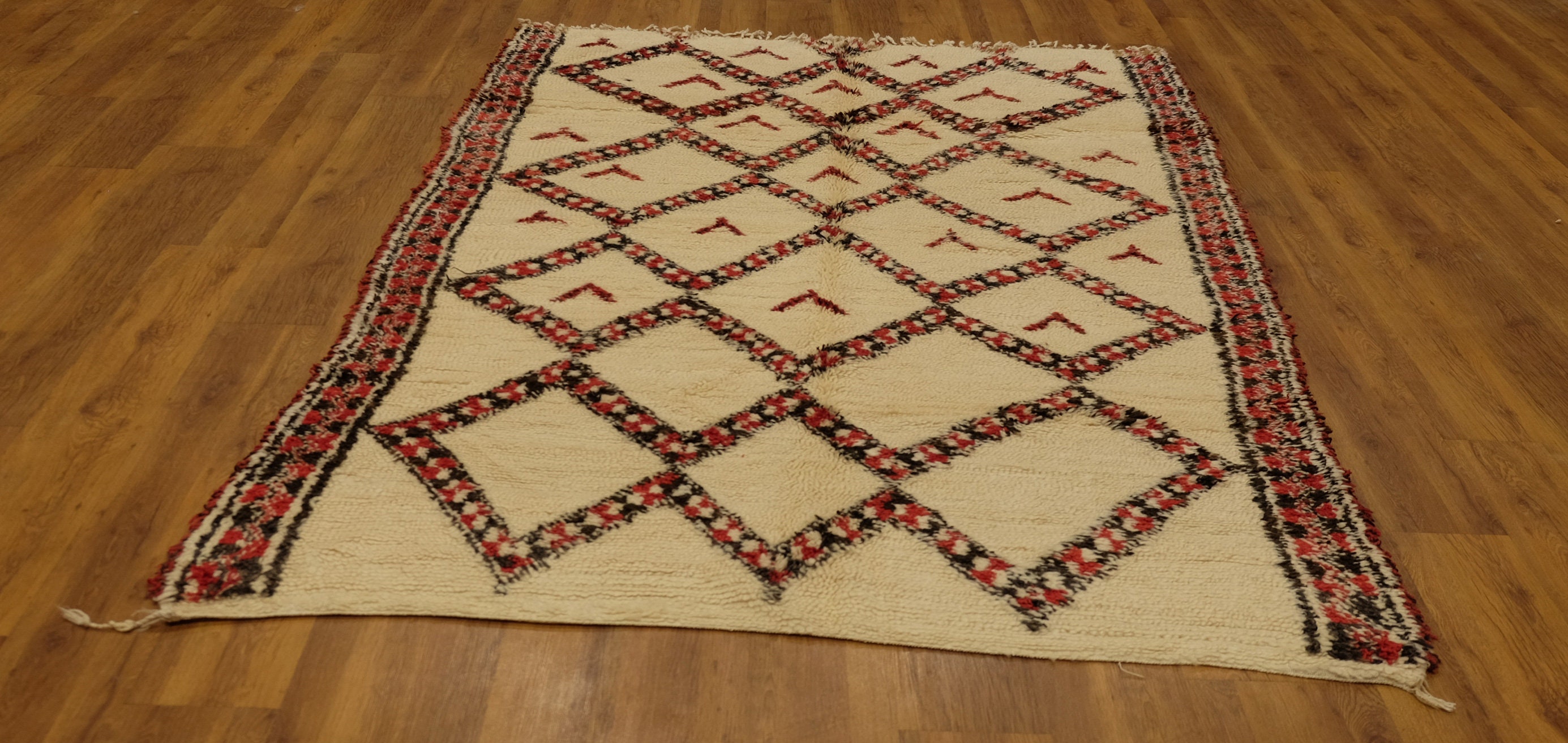 Authentic Beni Ourain Rug, 9.67 X 5.77 Ft, Art Deco Rug, Moroccan Vintage Ourain Handmade Berber Ben