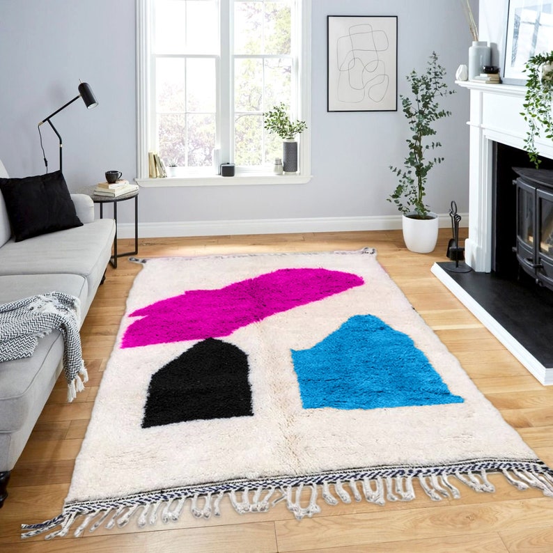New Custom Moroccan rug , shops Purple Handmade Moroccan Rug , Beni ourain carpet , Genuine Wool rug , Berber carpet , Custom wool rugs