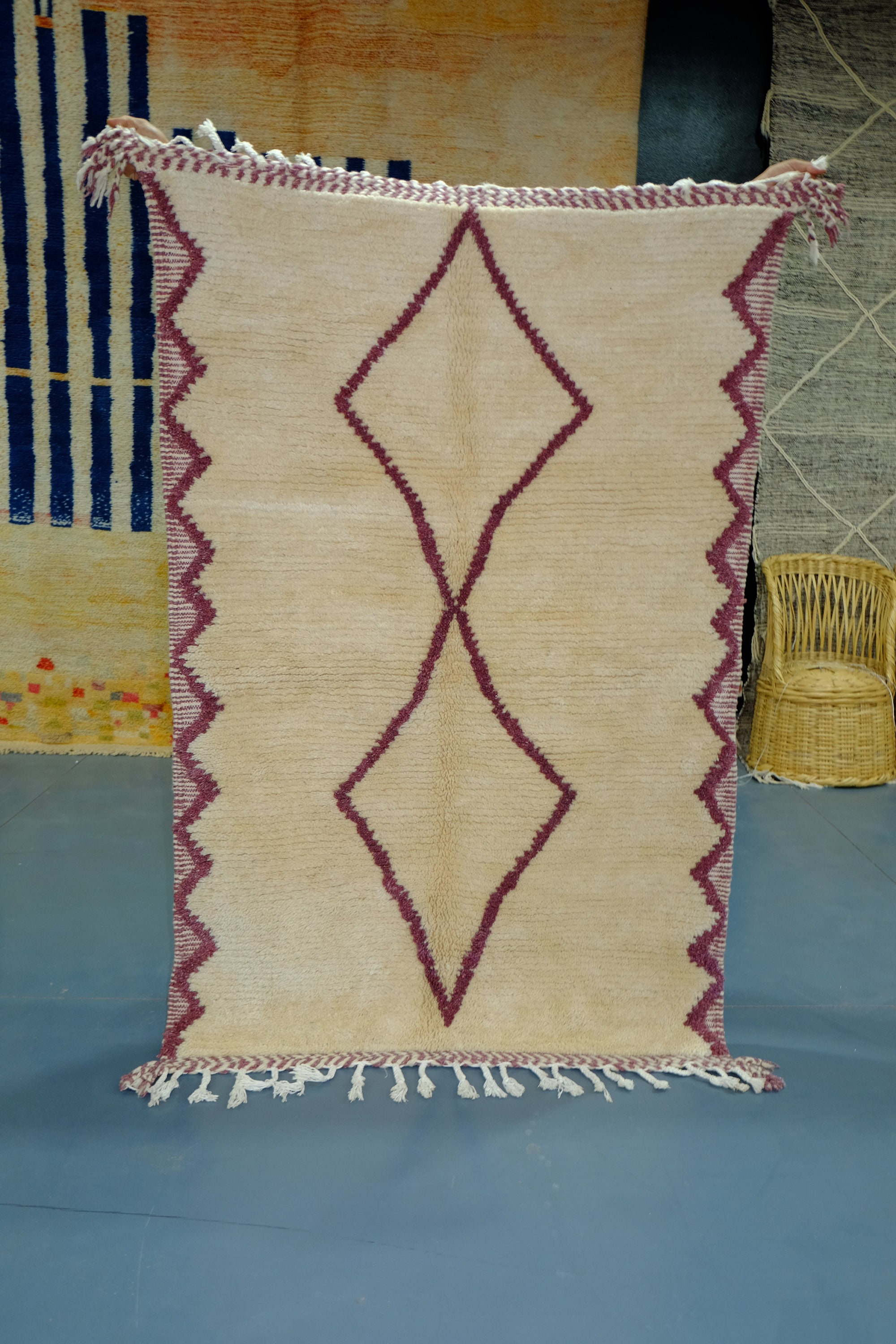 Custom Moroccan Rug - Purple Rugs Handmade Rug- Beni Ourain Carpet Genuine Wool Berber Custom Wool R