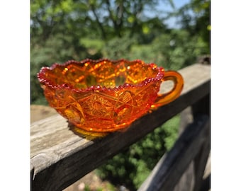Vintage L.E. Smith Amderina Glass Nappy Bowl Candy Dish Serving Bowl GLOWS!
