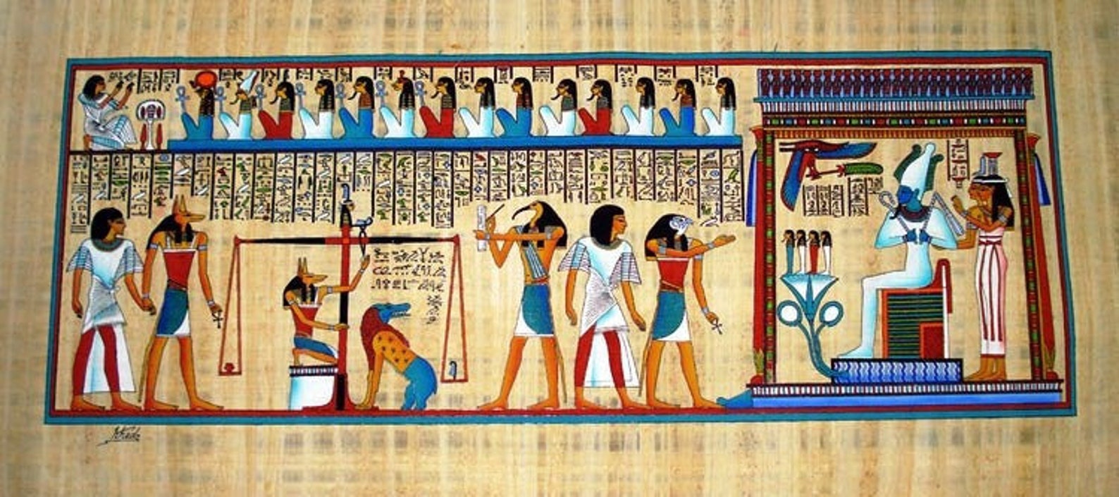 Egyptian Papyrus Art HandMade Painting The Judgment Scene Etsy
