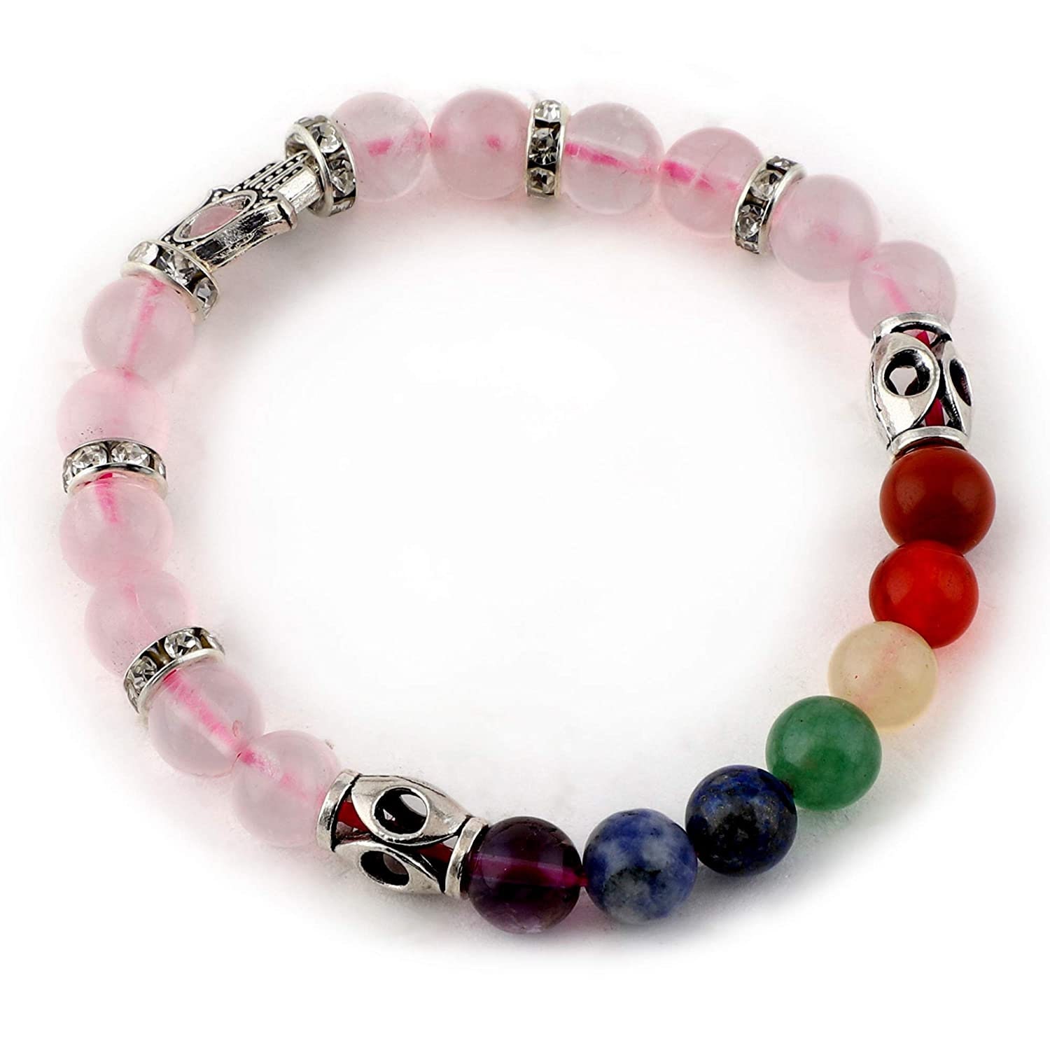 Natural Rose Quartz 7 Chakra Healing Crystal Stone Bracelet Etsy