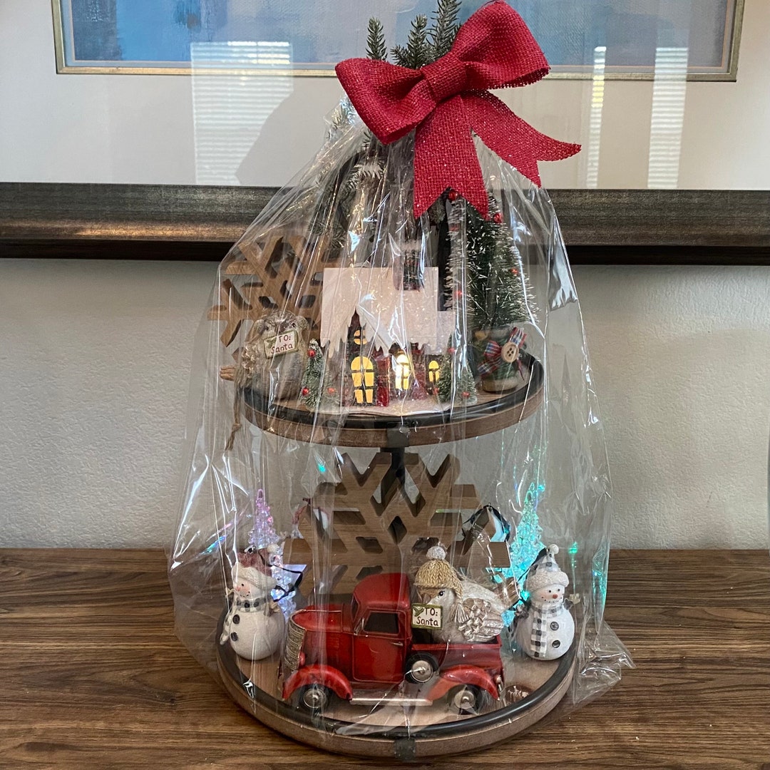 Christmas Holiday Tiered Tray Home Decor Gift Set Littdesign Etsy