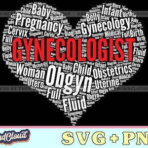 Word Cloud Heart, Gynecologist Gift, Obgyn Gift, Obstetrician Gift, Midwife Gift, Word Cloud Svg, Word Art Svg, Digital Download