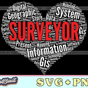 Word Cloud Heart, Surveyor, Land Surveyor Gifts, Engineer, Surveying Gift, Word Cloud Svg, Word Art Svg, Digital Download