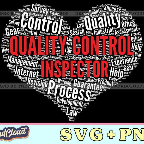 Word Cloud Heart, Quality Control, Quality Inspector, Quality Assurance, Inspector Gift, Word Cloud Svg, Word Art Svg, Digital Download