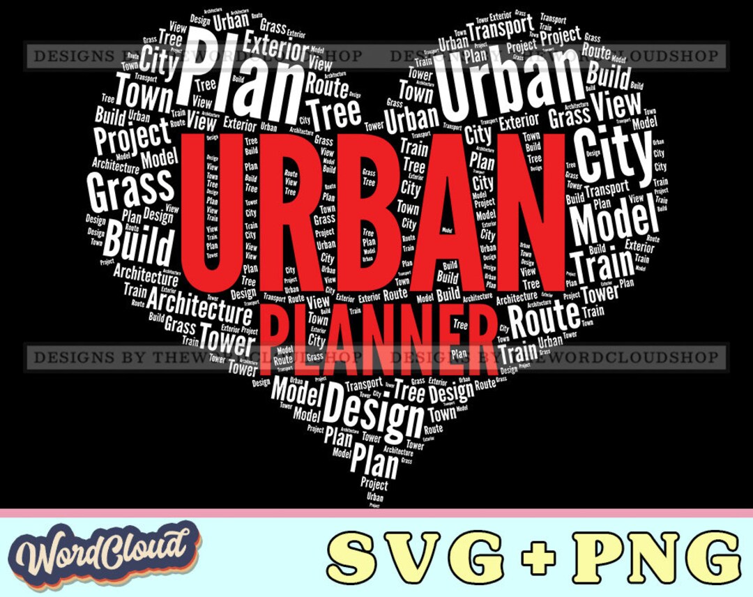 Word Cloud Heart, Urban Planner Gift, City Planner, Urban Planning Gift
