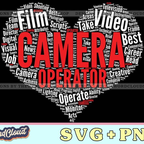 Word Cloud Heart, Camera Operator, Filmmaking, Filmmaker Gift, Cinematographer, Word Cloud Svg, Word Art Svg, Digital Download