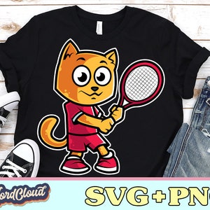 Cat Lover Gift, Gift For Her, Tennis Player Gift, Tennis Svg, Cute Tennis Gift, Cat Tennis, Cats Play Tennis Fun, Cat Play Tennis Love