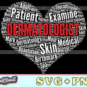 Word Cloud Heart, Dermatologist Gift, Dermatology, Esthetician Gift, Skin Doctor Gift, Word Cloud Svg, Word Art Svg, Digital Download