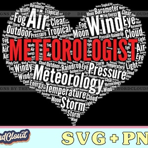 Word Cloud Heart, Meteorologist Gift, Meteorology Gift, Weatherman Gift, Weather Forecast, Word Cloud Svg, Word Art Svg, Digital Download