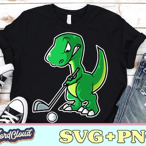 Golf Svg dla dzieci, uroczy T Rex Svg, dinozaur Svg, urodziny dinozaura, koszulka Trex damska, Tyrannosaurus Rex, prezenty golfowe dla mężczyzn, miłośnik golfa