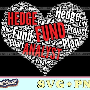 Word Cloud Heart, Hedge Fund Analyst, Financial Analyst, Wall Street Gift, Finance Gift, Word Cloud Svg, Word Art Svg, Digital Download