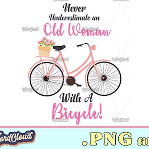 Beautiful Floral Bicycle Bike Png, Bicycle Art, Old Woman Png | Png Files For Tshirts | Digital Download