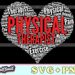 Word Cloud Heart, Physical Therapist, Physical Therapy, Pt Gift, Therapist Gift, Word Cloud Svg, Word Art Svg, Digital Download