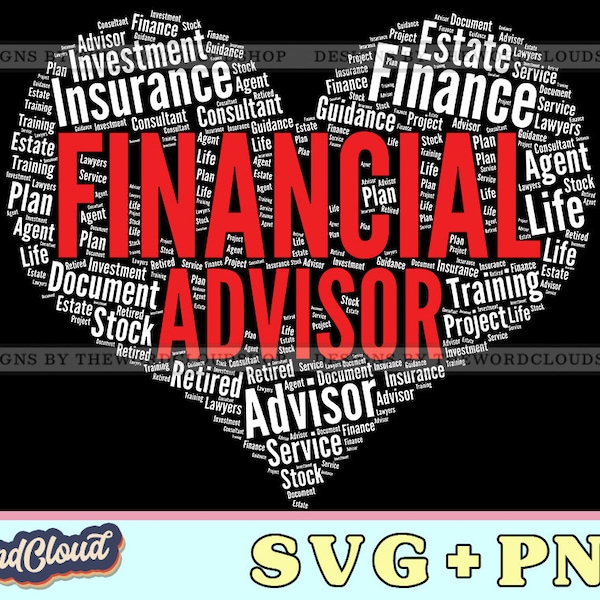 Word Cloud Heart, Financial Advisor, Financial Planner,  Gift For Advisor, Advisor Gifts, Word Cloud Svg, Word Art Svg, Digital Download