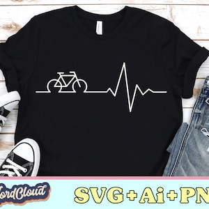 Bicycle Svg Heartbeat files for sublimation | PNG files for tshirts | Digital download