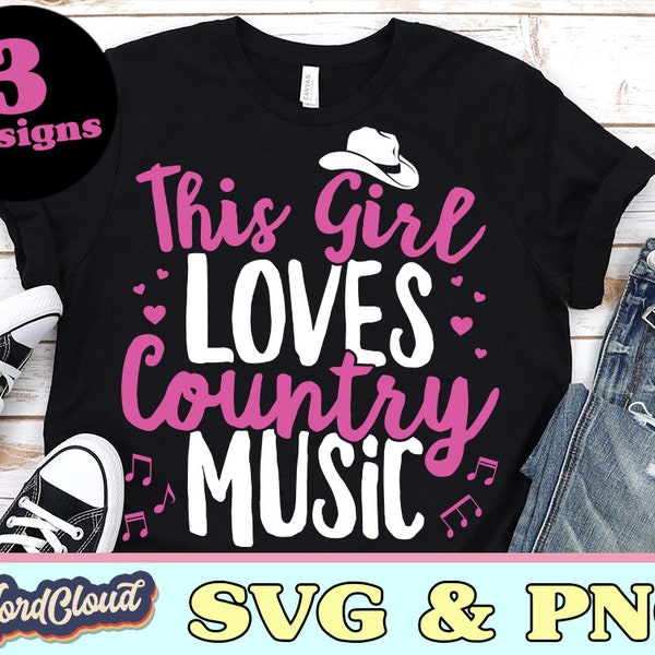 This Girl Loves Country Music Svg, Country Girl, Music Lover, Southern Girl Svg, American Girl, Gifts For Her, Country Music Gift