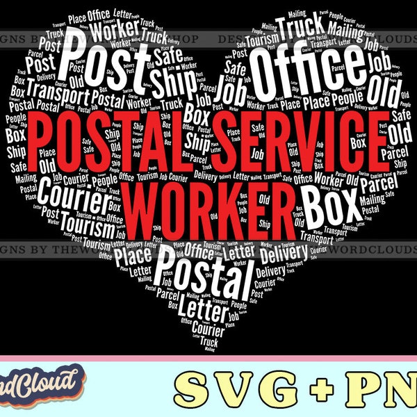 Word Cloud Heart, Postal Service, Postal Worker, Mail Carrier, Mailman, Word Cloud Svg, Word Art Svg, Digital Download