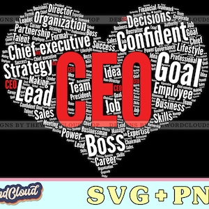 Word Cloud Heart, Chief Executive, Ceo Gift, Entrepreneur Gift, Executive Assistant, Word Cloud Svg, Word Art Svg, Digital Download