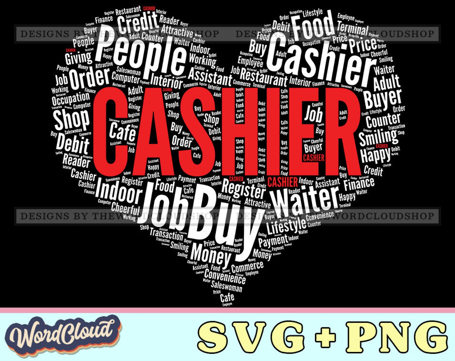 Word Cloud Heart Cashier Cashiers Cashier Shirt Funny Etsy UK