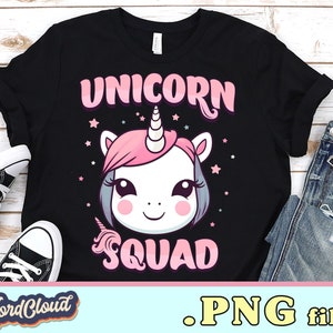 Unicorn Squad for Girls - Rainbow unicorn T-Shirt PNG, Girls Unicorn Shirt, Cute Unicorn Lover Gift Tee, Unicorn Birthday Party Outfit