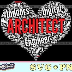 Word Cloud Heart, Architect Gift, Architecture, Architectural Art, Architecture Student, Word Cloud Svg, Word Art Svg, Digital Download