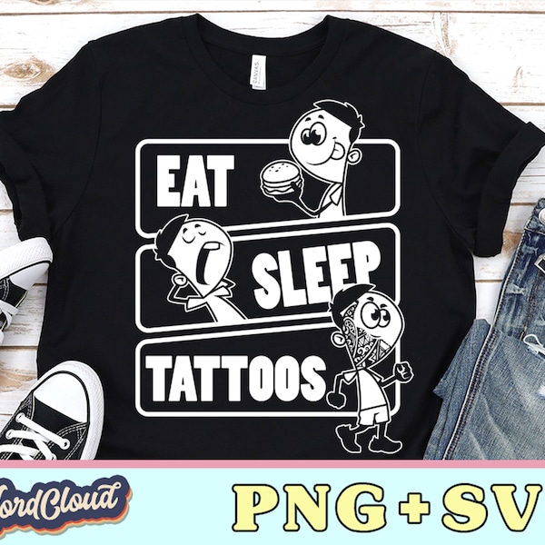 Eat Sleep Tattoos, Tattoo Artist Gifts, Tattooist Gift | Png Files For Tshirts | Digital Download