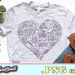 Books in The Shape of Heart Png, Books PNG, Books Lover Gift, Png Files For Tshirts, Digital Download, Png Sublimation Download, Gift Idea