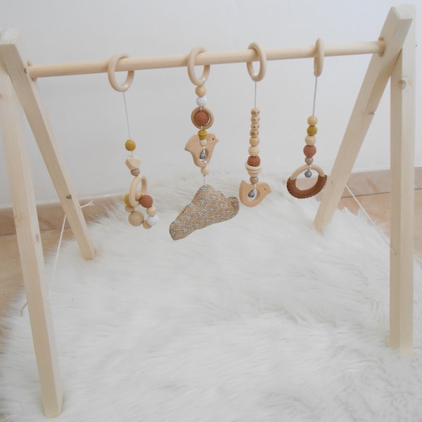 Arche d'éveil en bois Et/Ou lot de 4 suspensions,portique,baby gym