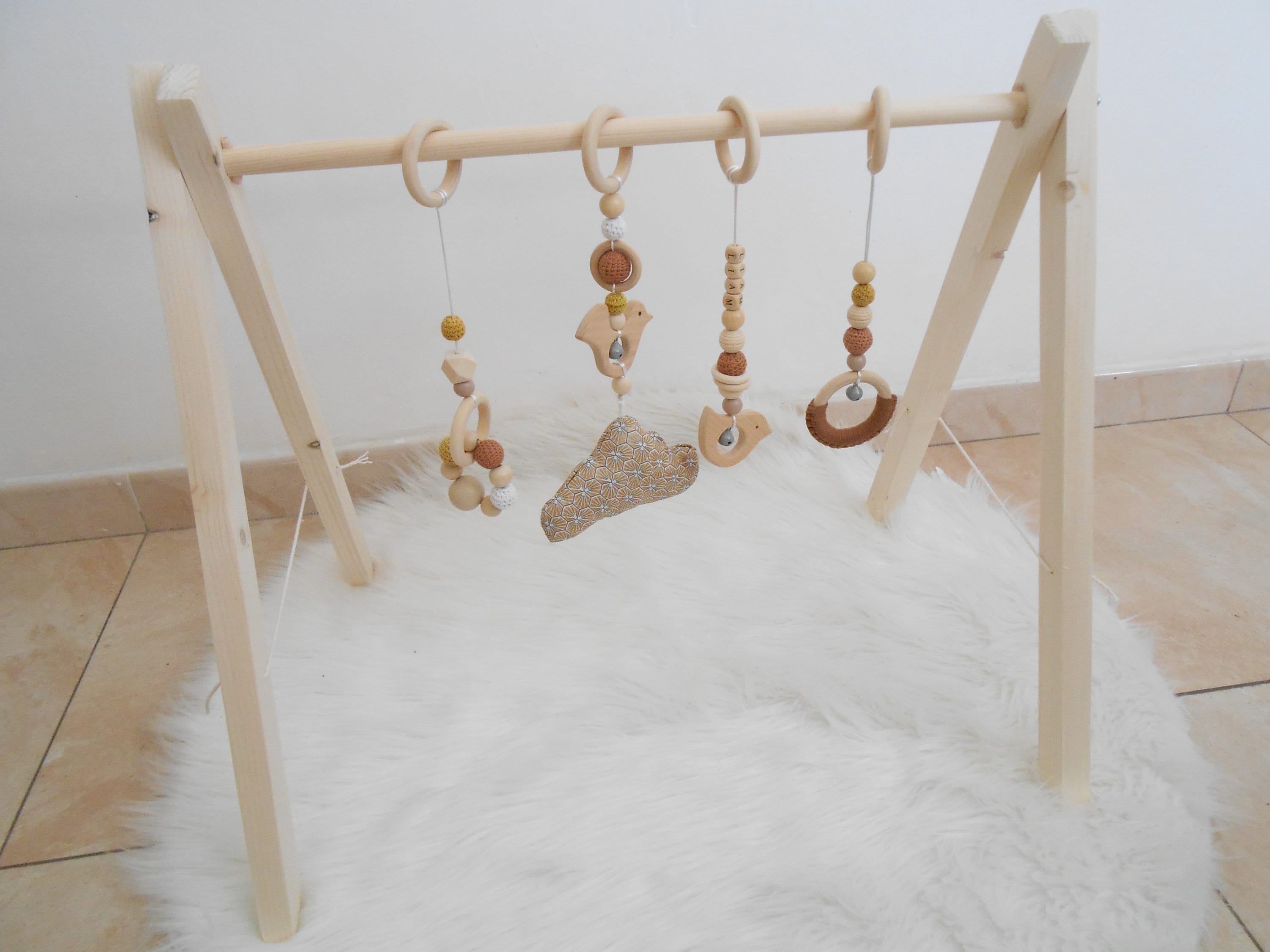 Cadre en bois de gym pour bébé, jouets suspendus en bois pour bébé, jouets  en bois