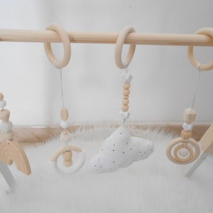Arche d'éveil en bois blanc Et/Ou lot de 4 suspensions, portique , baby gym image 2