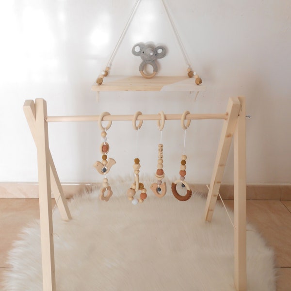 Wooden learning arch AND/OR set of 4 suspensions to personalize/ baby gym / learning portico