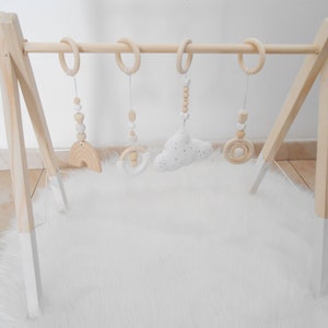 Arche d'éveil en bois blanc Et/Ou lot de 4 suspensions, portique , baby gym image 1