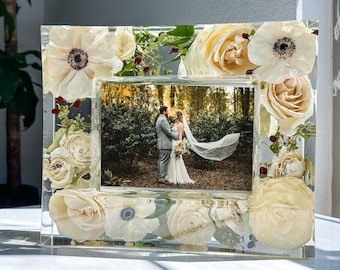 Wedding Bouquet Preservation | Wedding Floral Frame | Resin Block | Bridal Keepsake | Wedding Flower Gift | DEPOSIT Only