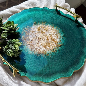 Large Elegant Decorative Resin Tray, Perfume Tray, Geode Resin Tray