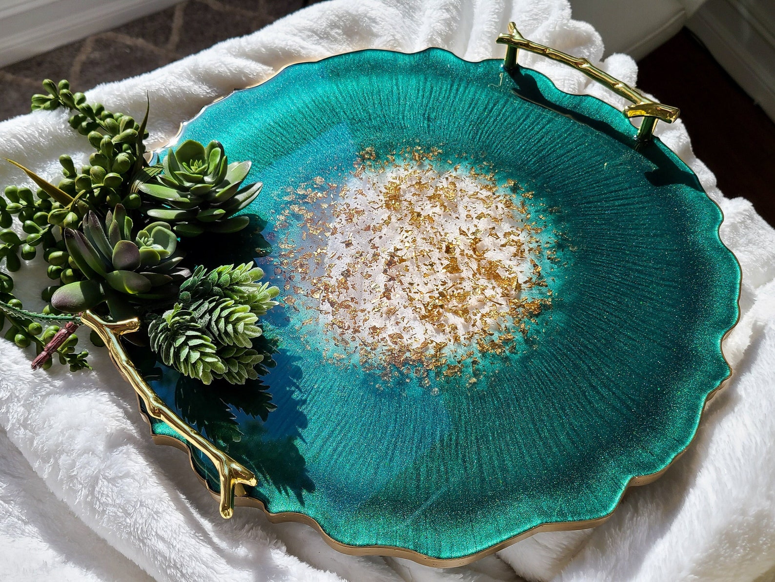 Large Elegant Decorative Resin Tray Perfume Tray Geode Resin Etsy
