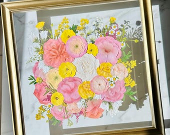 Pressed Wedding Bouquet Frame: Custom Floral Preservation Keepsake