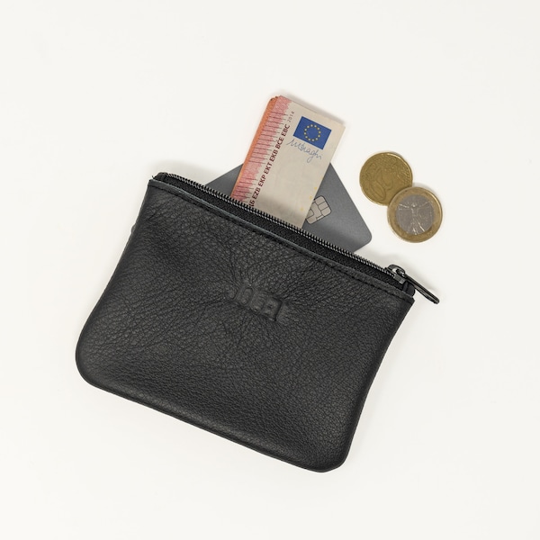 Small black leather wallet, coin wallet, purse, case