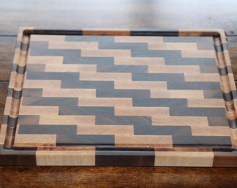 Maple and Walnut End Grain Cutting Board