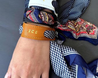 Reversible Scarf Bracelet Neckerchief wrist band Black and Tan