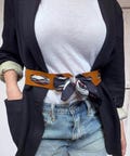 Reversible Scarf Waist Belt Leather Black and Tan Accessory