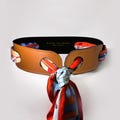 Reversible Scarf Waist Belt Leather Black and Tan Accessory