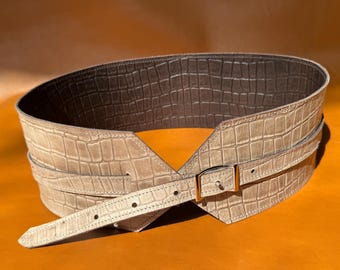 Reversible Leather Corset Belt Black and Tan