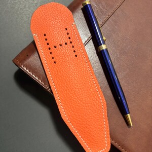 Personalized Leather Pen Sleeve Orange Color Leather For Mont Blanc and Luxury Pens